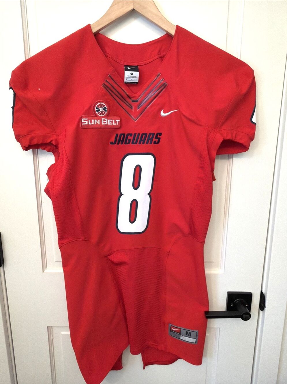 Nike South Alabama Jaguars #8 Football Jersey M Red Game Issued 2016 Sun Belt